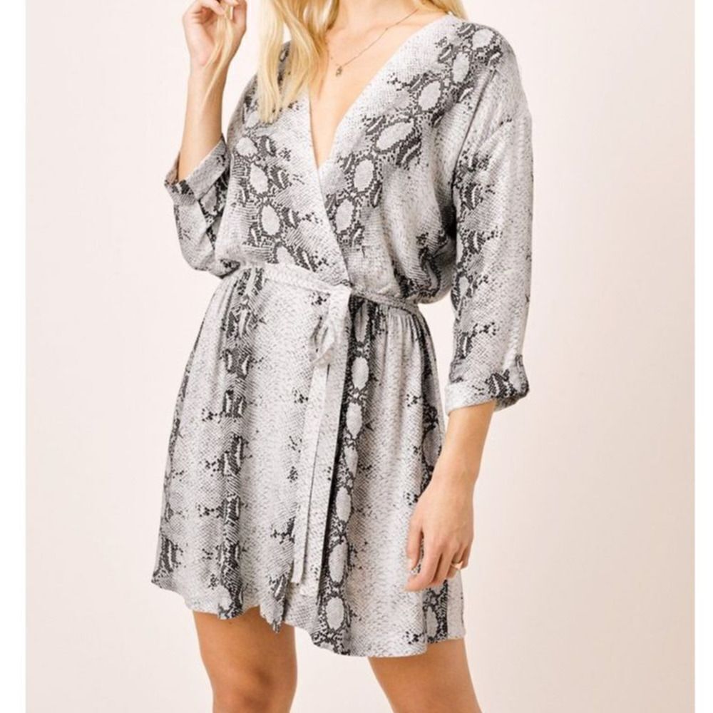 Lovestitch Annika Snake Print Mini Wrap Dress NWT Womens S